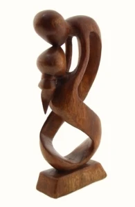 Statuine romantiche in legno esotico intagliato a mano - 15 cm