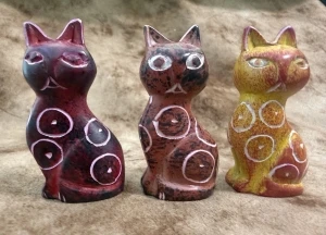 Gatti Pietra ollare - Set 3 gatti ornamento arredo