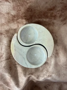 Portacandele Yin Yang in Pietra Ollare – Naturale, Artigianale, Ø 10 cm