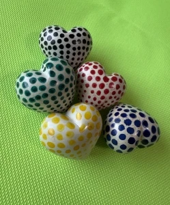 Set cuori pois pietra ollare - cuori pietra collezione