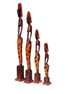 Statue tribali africane in legno set 4 pezzi