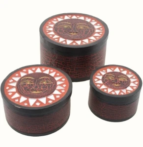 Set 3 Pz scatole rotonde in marmo