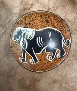 Pietra Ollare da tenere in mano - pietra antistress leone dipinto