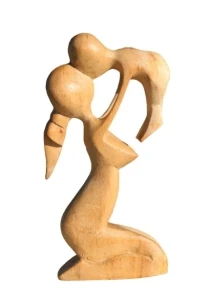 Statua 20 cm in legno madre bimbo - creazioni etniche artigianali